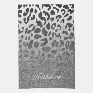 Glitter Leopard Print Kitchen Towel