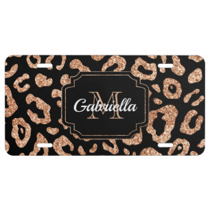 Glitter Leopard Print License Plate