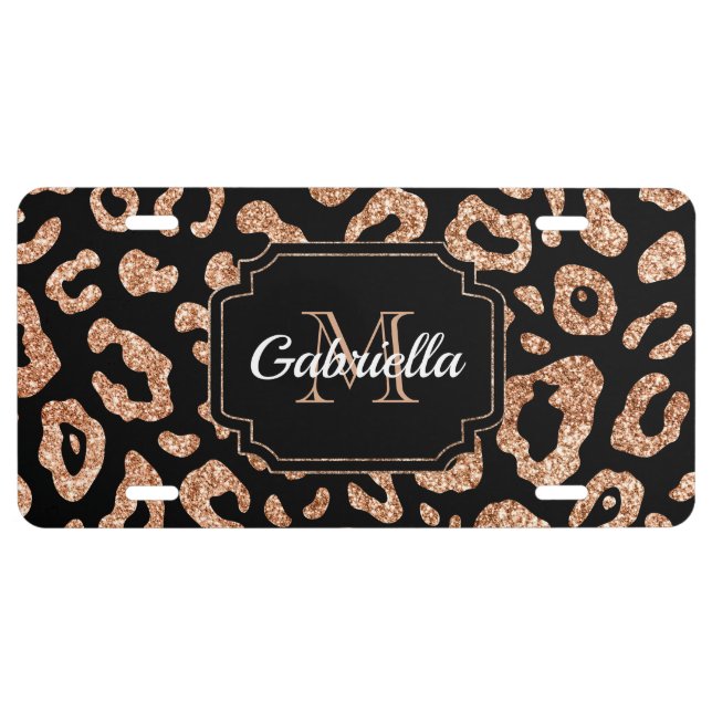 Glitter Leopard Print License Plate (Front)