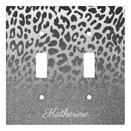 Glitter Leopard Print Light Switch Cover