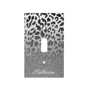Glitter Leopard Print Light Switch Cover