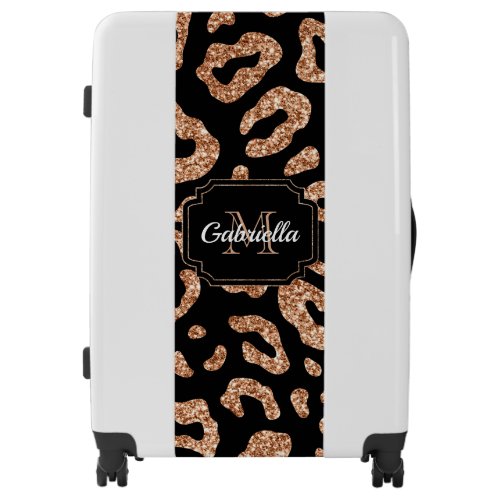 Glitter Leopard Print Luggage