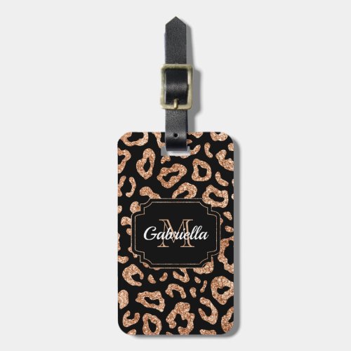 Glitter Leopard Print Luggage Tag