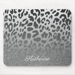 Glitter Leopard Print Mouse Pad