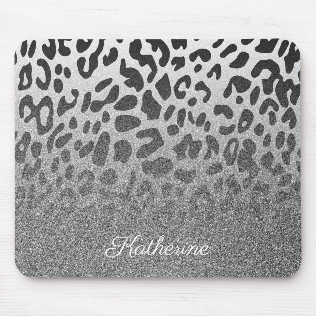 Glitter Leopard Print Mouse Pad (Front)