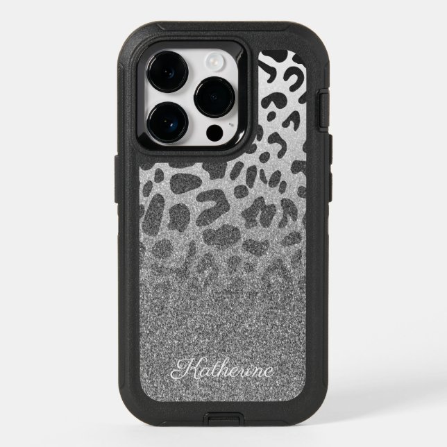 Glitter Leopard Print Otterbox iPhone Case (Back)