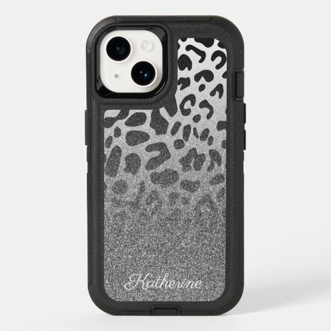 Glitter Leopard Print Otterbox iPhone Case (Back)