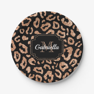 Glitter Leopard Print Paper Plates