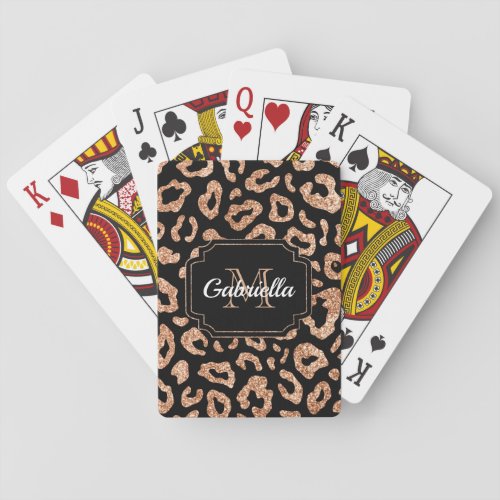 Glitter Leopard Print Playing Cards