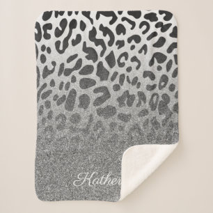 Glitter Leopard Print Sherpa Blanket