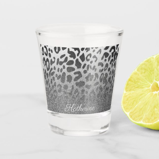 Glitter Leopard Print Shot Glass (Front)