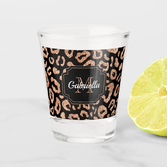 Glitter Leopard Print Shot Glass (Front)