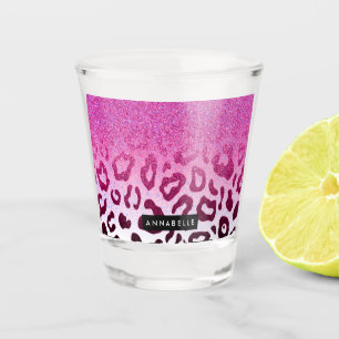Glitter Leopard Print Shot Glass