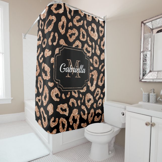 Glitter Leopard Print Shower Curtain (In Situ)