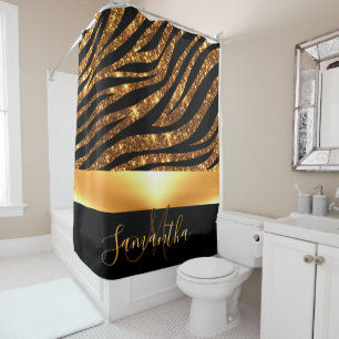 Glitter Leopard Print Shower Curtain