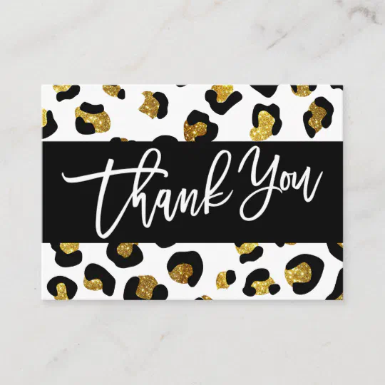 Leopard Print Pink Personalized Party Thank You Cards 