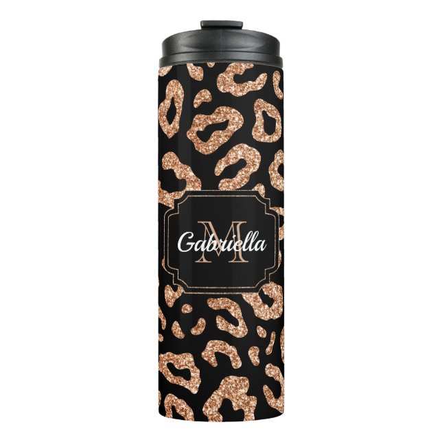 Glitter Leopard Print Thermal Tumbler (Front)
