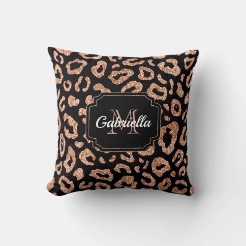 Glitter Leopard Print Throw Pillow