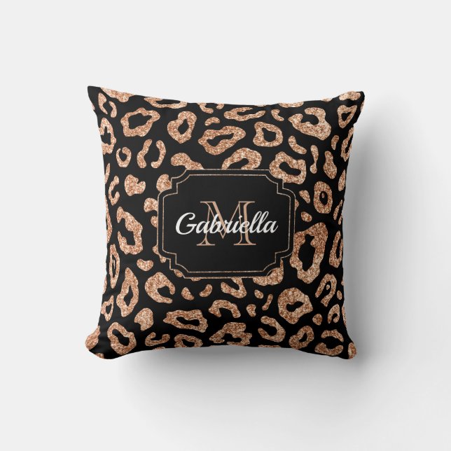Glitter Leopard Print Throw Pillow (Front)