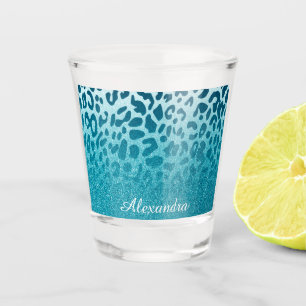 Glitter Leopard Shot Glass