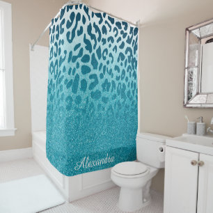 Glitter Leopard Shower Curtain
