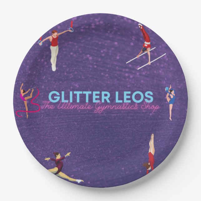 Glitter Leo's - The Ultimate Gymnastics Shop Paper Plates (Front)