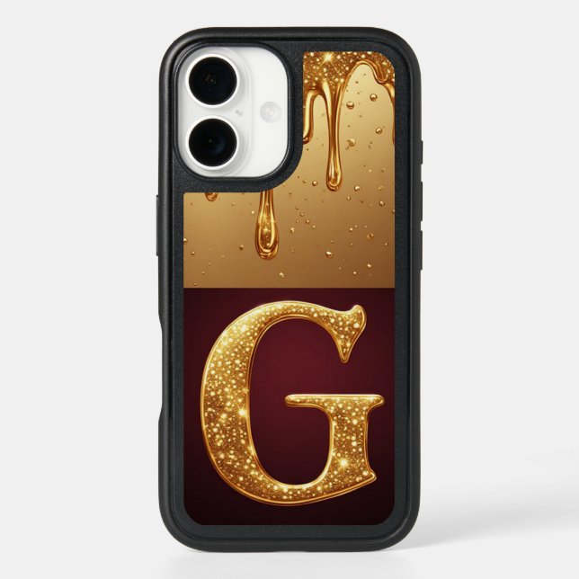Glitter Letter G Monogram With Dripping Liquid  Otterbox iPhone Case (Back)