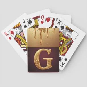 Glitter Letter G Monogram With Dripping Liquid  Poker Cards