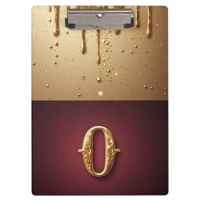 Glitter Letter O Monogram With Dripping Liquid  Clipboard (Front)