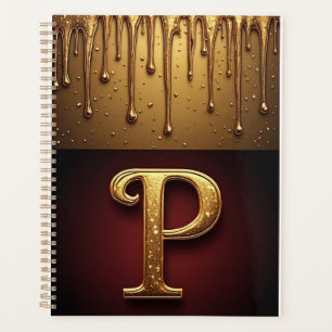 Glitter Letter P Monogram With Dripping Liquid Planner