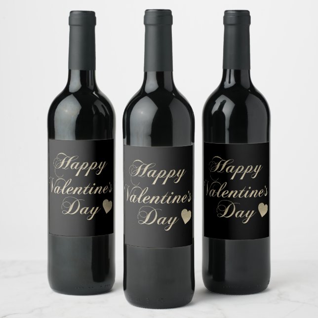 Glitter Letters And Heart Wine Label (Bottles)