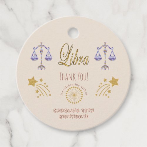 Glitter Libra Gold Shooting Stars Thank You Favor Tags