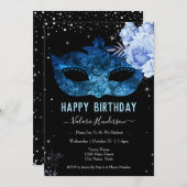 Glitter Light Blue Masquarade Birthday Party (Front/Back)