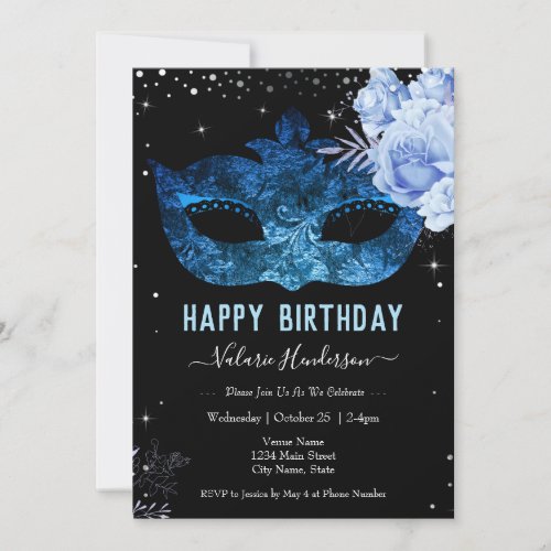 Glitter Light Blue Masquarade Birthday Party