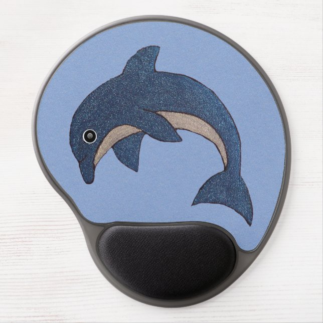 Glitter Like Blue White Jumping Dolphin 3 D eye Gel Mouse Pad (Front)