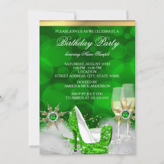 Glitter Lime Green High Heel Shoes Gold Champagne Invitation