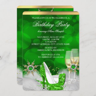 Glitter Lime Green High Heel Shoes Gold Champagne Invitation