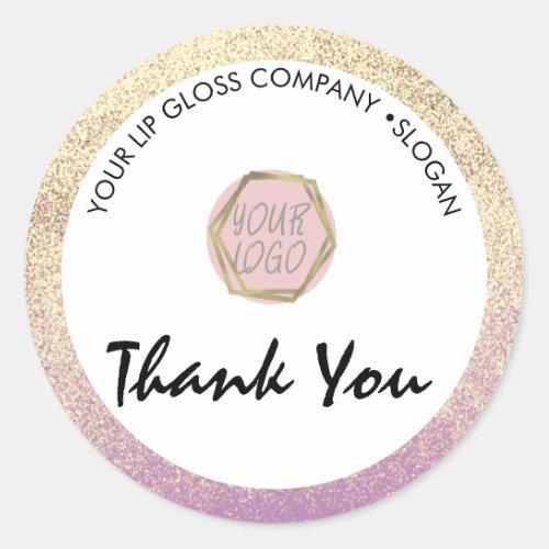 Glitter Lip Gloss Business Logo Classic Round Sticker