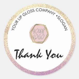 Glitter Lip Gloss Business Logo Classic Round Sticker