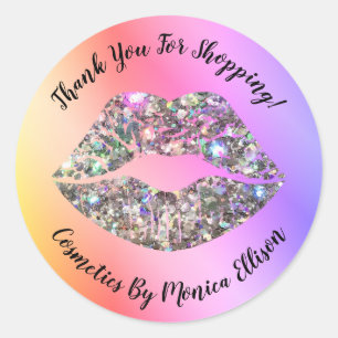 Glitter Lip Kiss Thank You Sticker