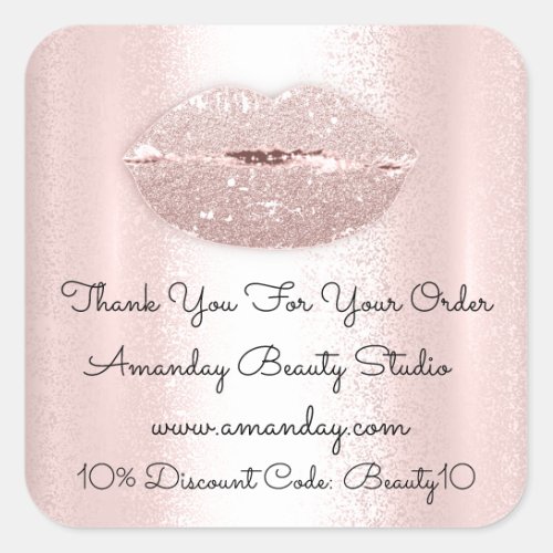 Glitter Lips Thank You Shopping Discount Code Shop Square Sticker