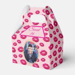 Glitter Lipstick Kisses With Picture Favor Boxes