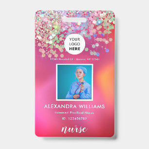 Glitter Logo Template Employee Photo Name Nurse ID Badge