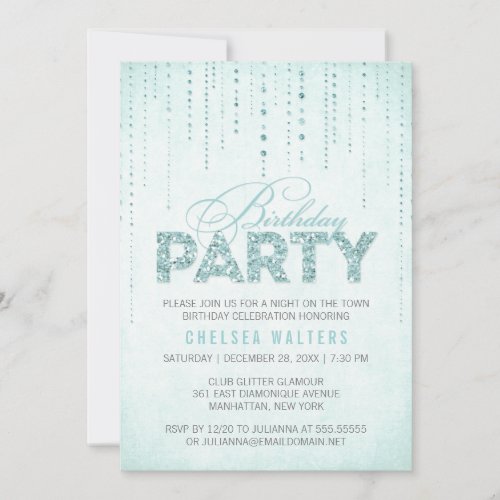 Glitter Look Birthday Party Invitation