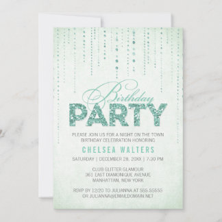 Glitter Look Birthday Party Invitation