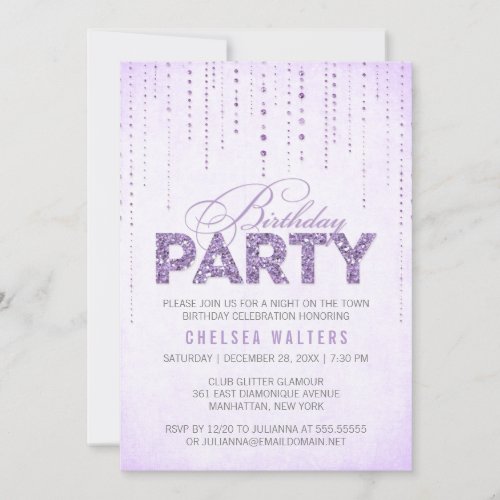 Glitter Look Birthday Party Invitation