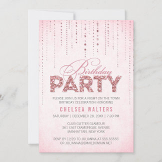Glitter Look Birthday Party Invitation