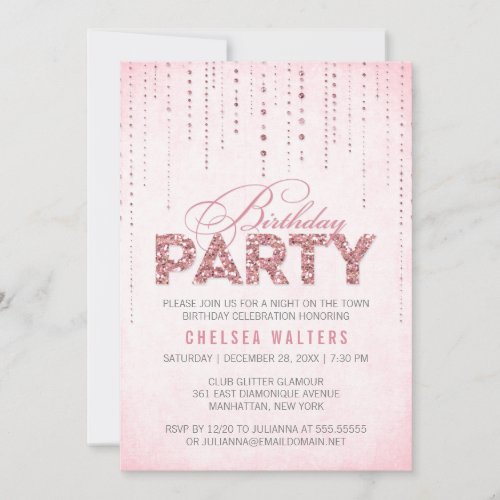 Glitter Look Birthday Party Invitation