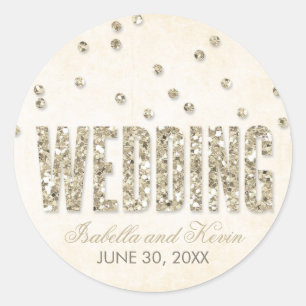 Glitter Look Confetti Dots Wedding Classic Round Sticker