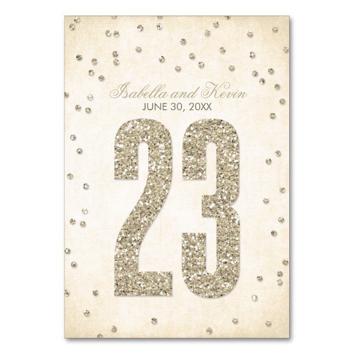 Glitter Look Confetti Wedding Table Numbers   23 Table Cards